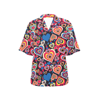 Heart Pattern Print Design HE08 Women's Hawaiian Shirt