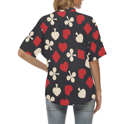 Poker Cards Pattern Print Design A02 Women's Hawaiian Shirt