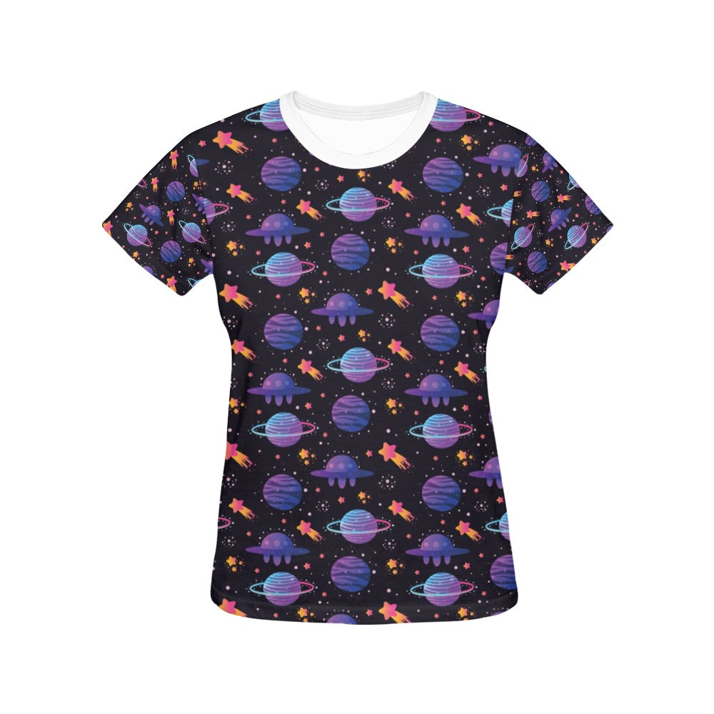 UFO Star Galaxy Print Design LKS308 Women's  T-shirt