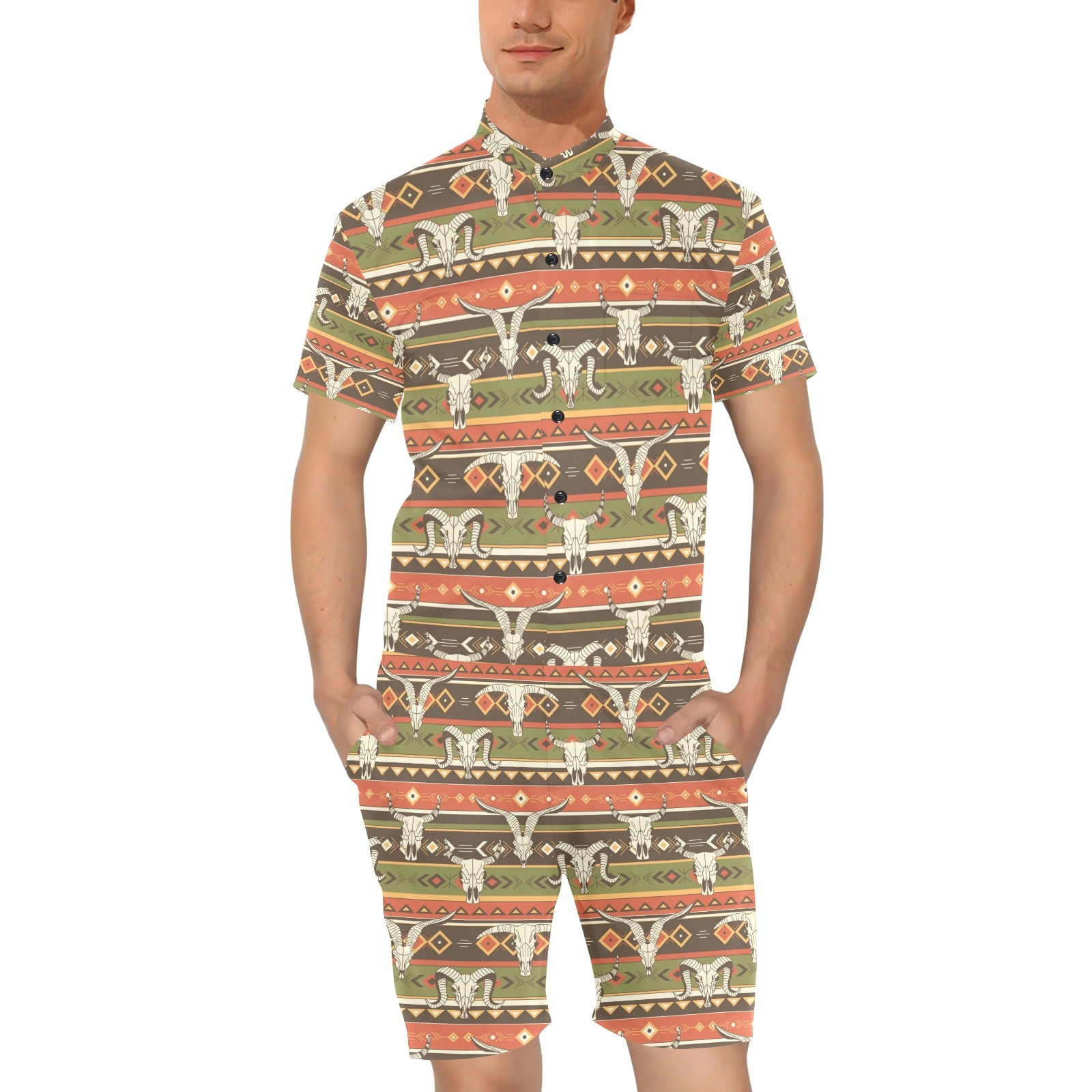 American indian Skull Animal Men's Romper