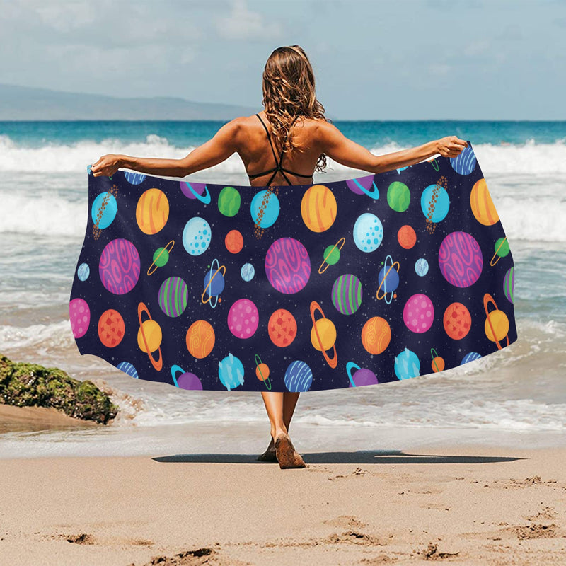 Planet Multicolor Print Design LKS302 Beach Towel 32" x 71"