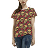 Skull And Roses Print Design LKS302 Women's  T-shirt