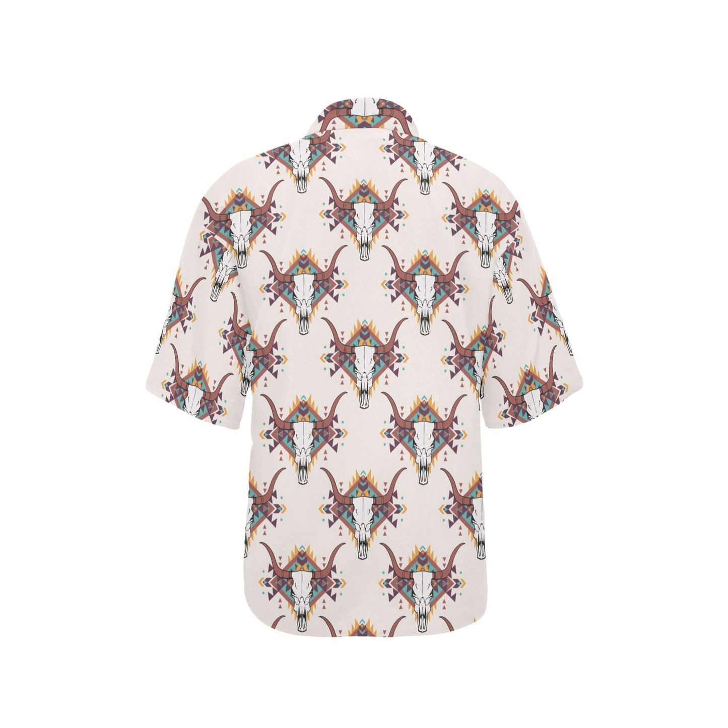 Buffalo Head Pattern Print Design 02 Women's Hawaiian Shirt
