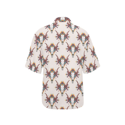 Buffalo Head Pattern Print Design 02 Women's Hawaiian Shirt