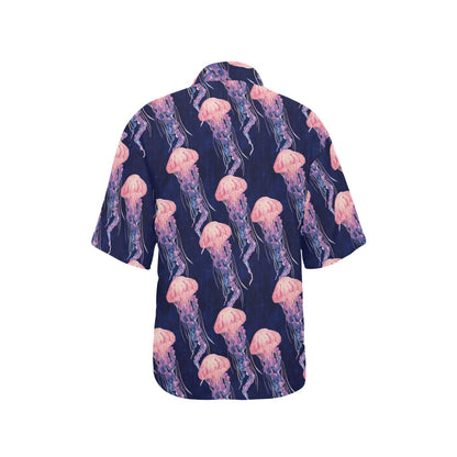 Jellyfish Pattern Print Design 03 Women's Hawaiian Shirt