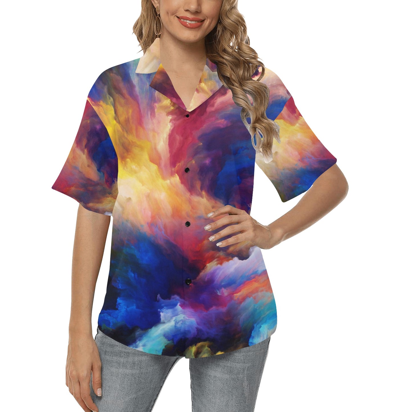 Vortex Twist Swirl Water Color Design Women's Hawaiian Shirt