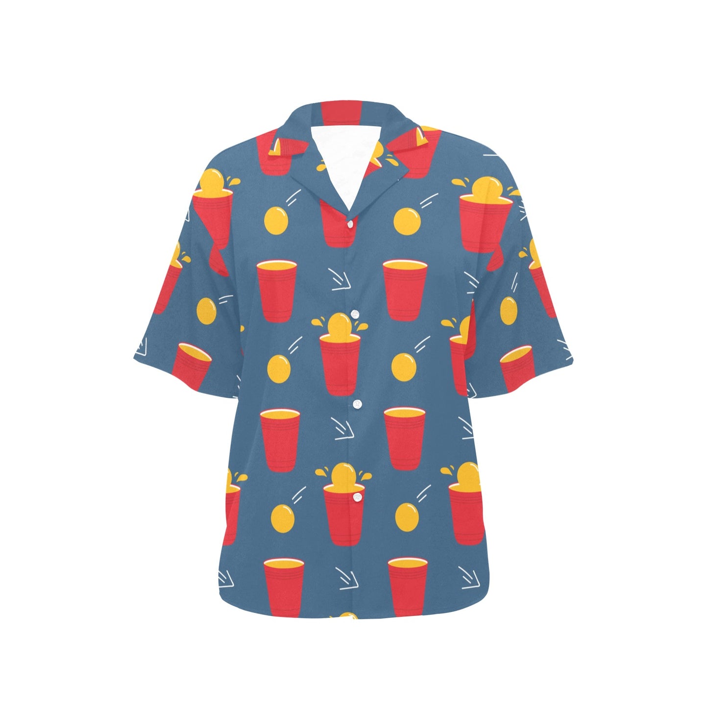 Beer Pong Pattern Print Design 02 Women's Hawaiian Shirt