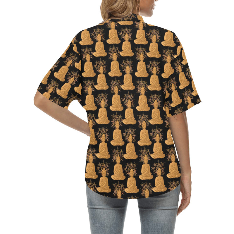 Buddha Pattern Print Design 01 Women's Hawaiian Shirt