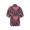 Red Indian Elephant Pattern Women's Hawaiian Shirt