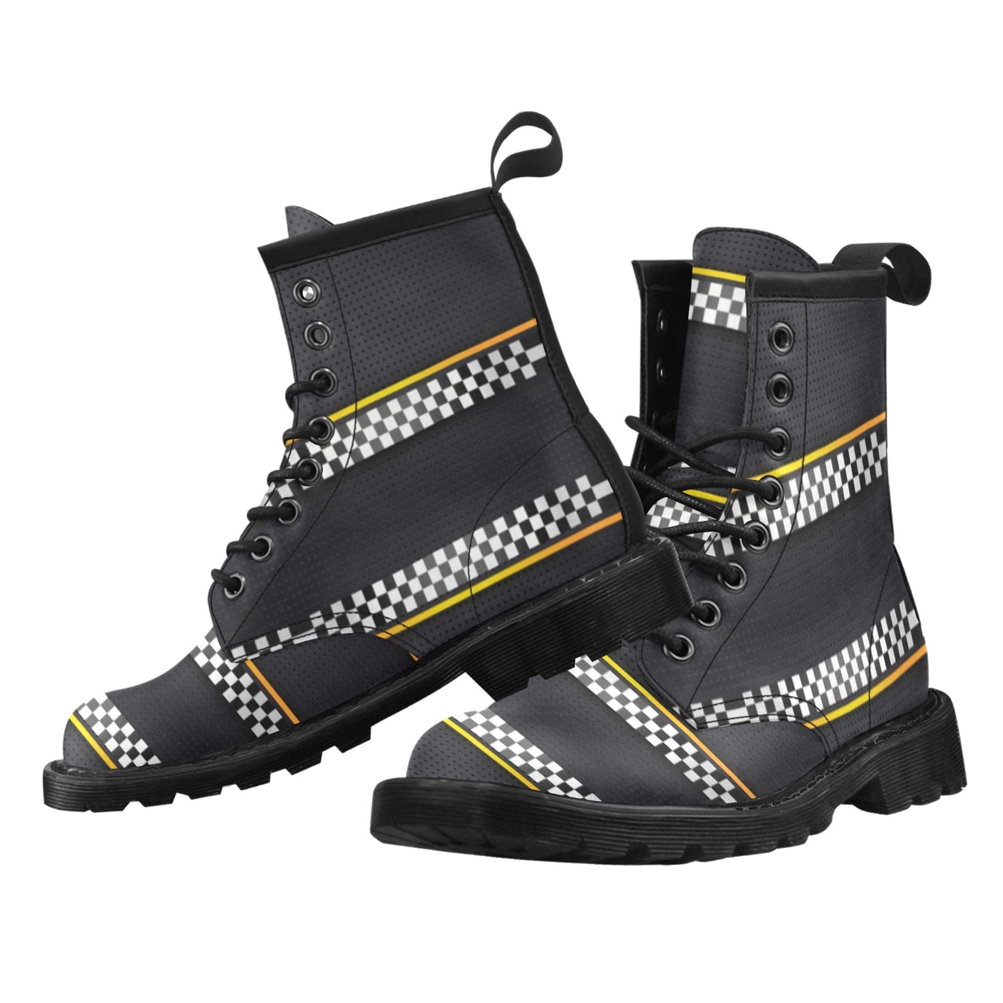 Checkered Flag Yellow Line Style Women's Boots