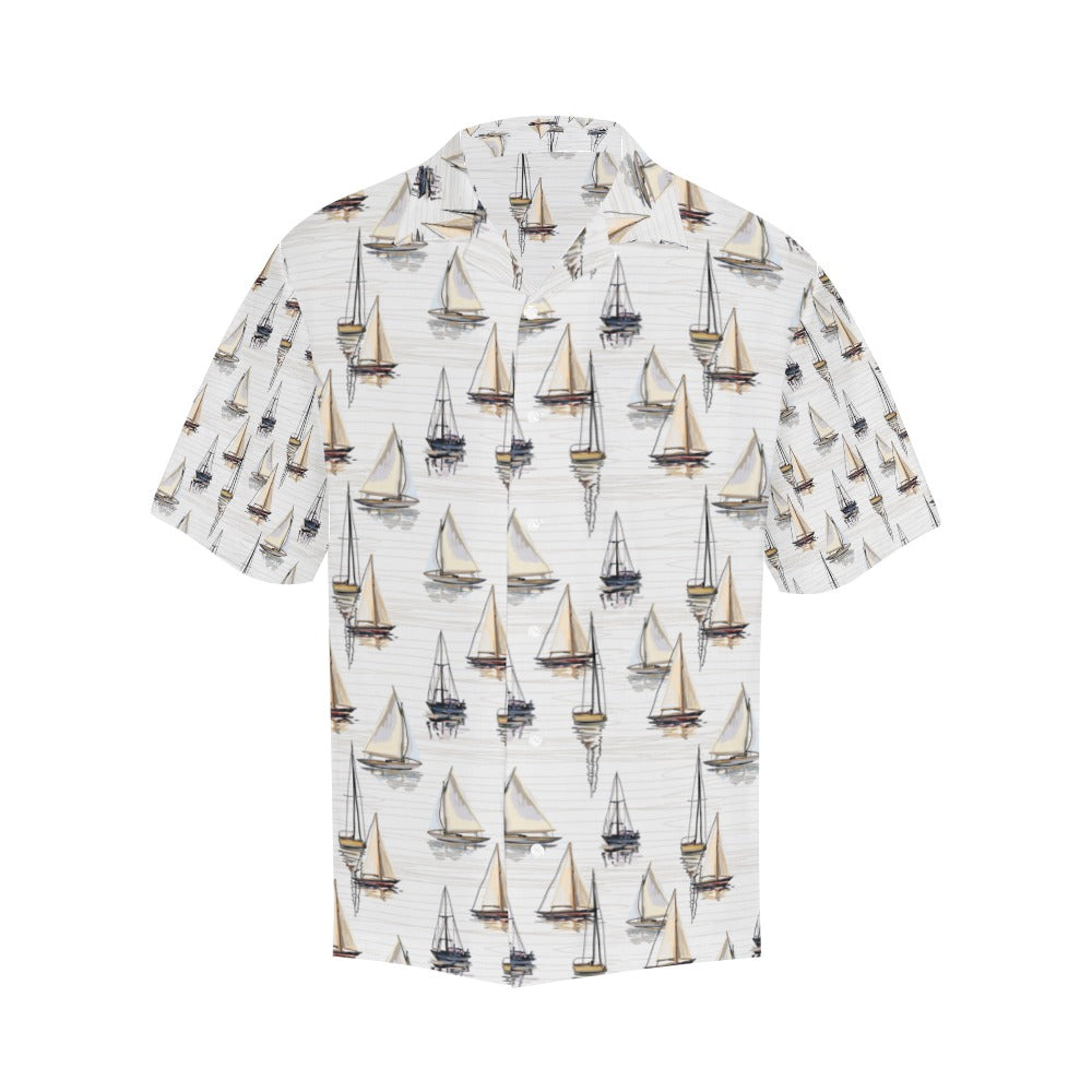 Sailboat Paint Pattern Print Design LKS307 Men's Hawaiian Shirt