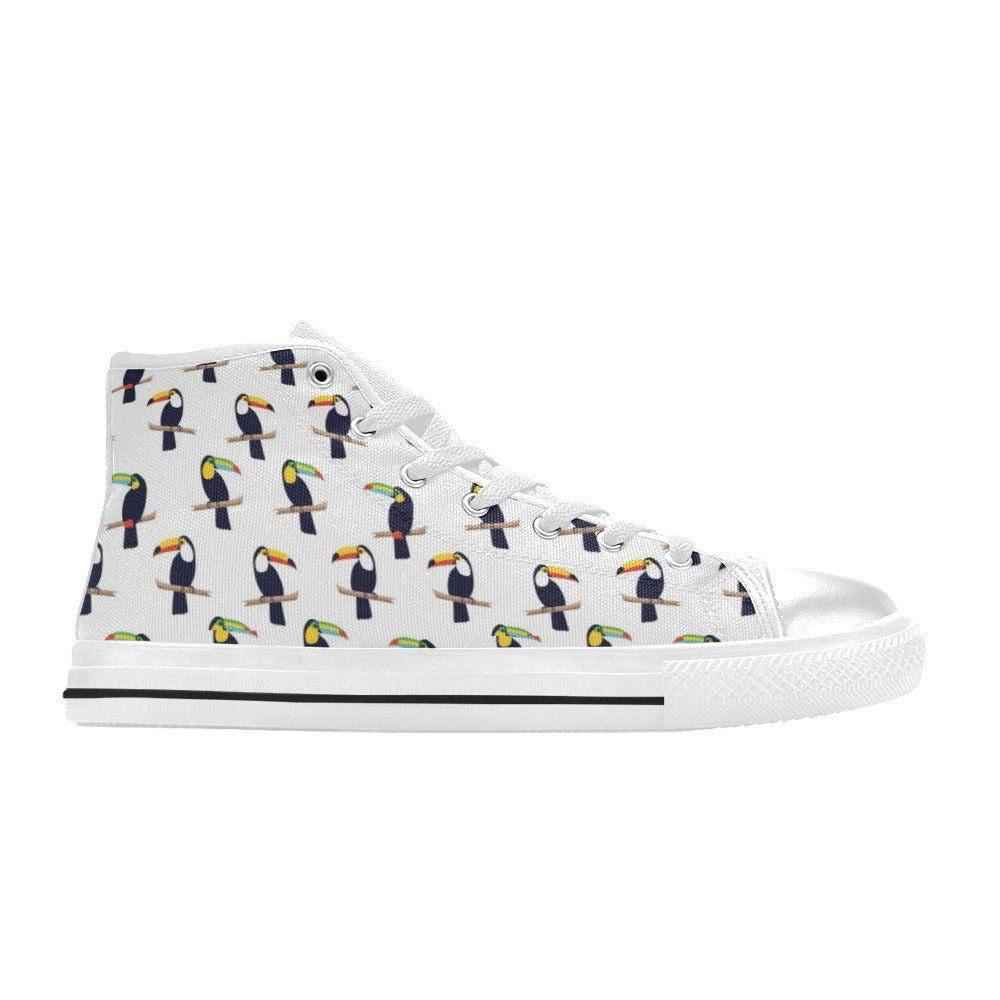 Toucan Print Design LKS305 High Top Women's White Shoes