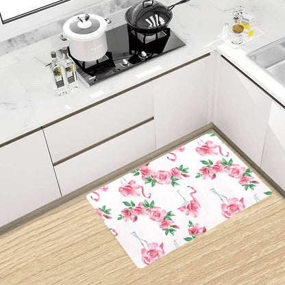 Flamingo Rose Pattern Kitchen Mat