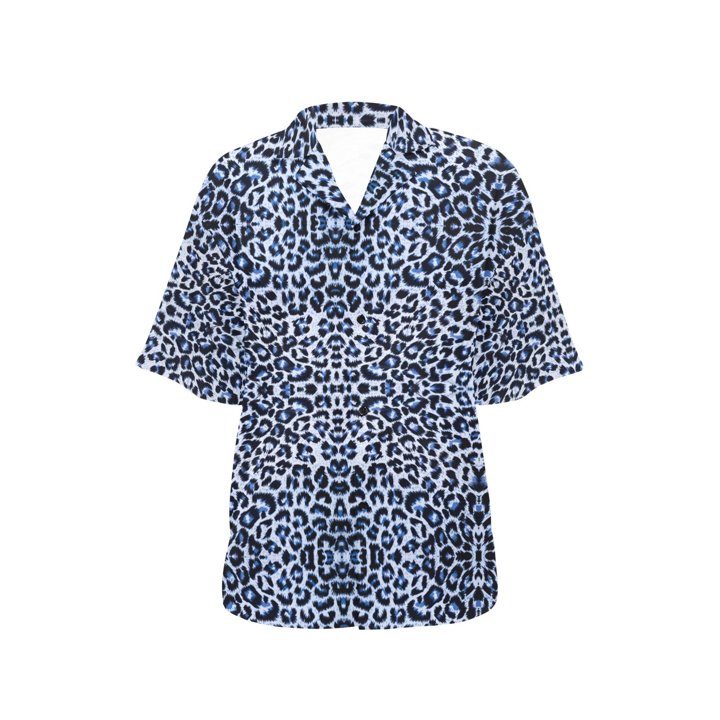 Leopard Blue Skin Print Women's Hawaiian Shirt