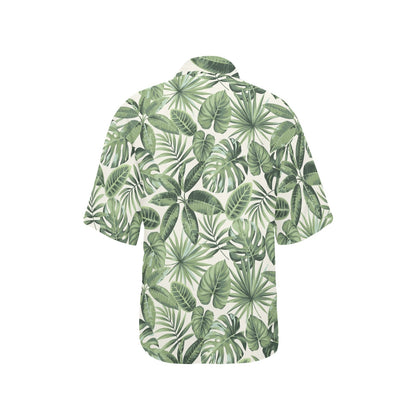 Palm Leaves Pattern Print Design PL014 Women's Hawaiian Shirt