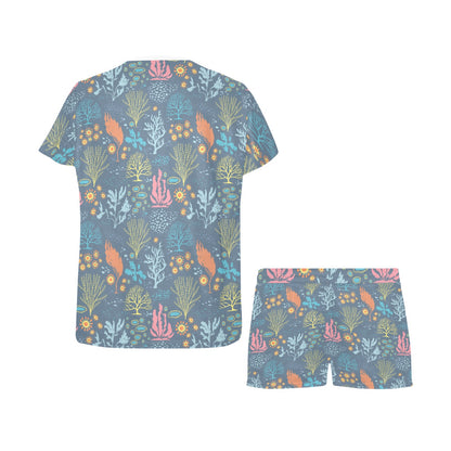 Seaweed Print Design LKS304 Women's Short Pajama Set