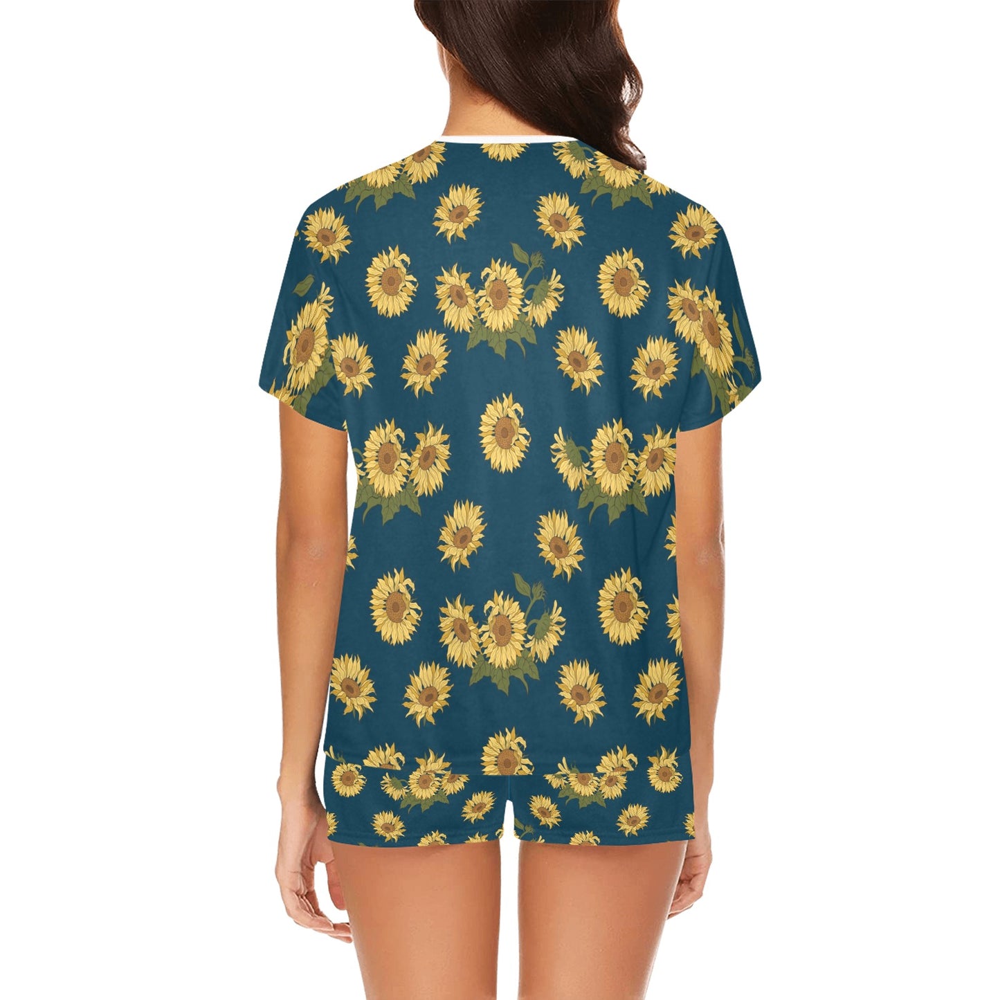 Sunflower Print Design LKS305 Women's Short Pajama Set