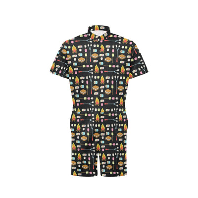 Camping Campfire Marshmallows Men's Romper