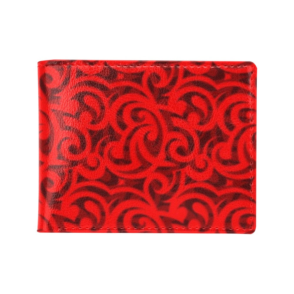 Maori Red Themed Design Print Men's ID Card Wallet
