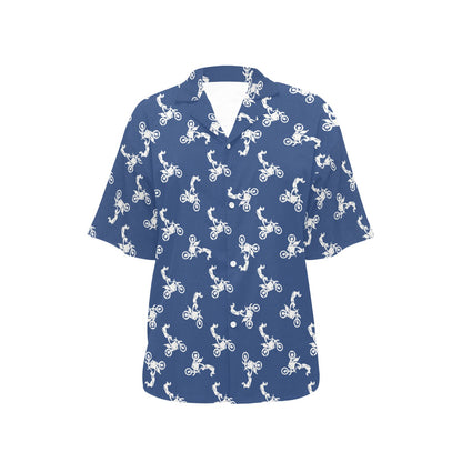 Motocross Pattern Print Design 01 Women's Hawaiian Shirt