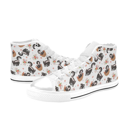 Skunk Print Design LKS304 High Top Women's White Shoes