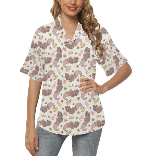 Squirrel Print Design LKS307 Women's Hawaiian Shirt