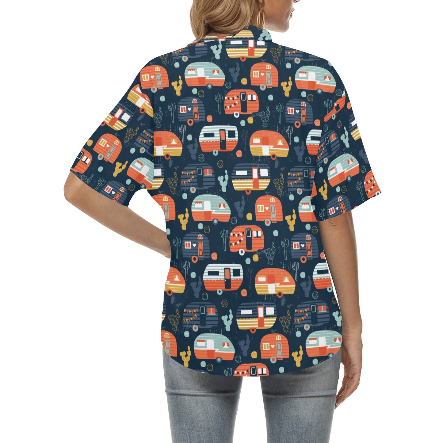 Camper Caravan Print Pattern Women's Hawaiian Shirt