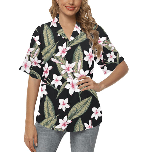 Plumeria Pattern Print Design PM021 Women's Hawaiian Shirt