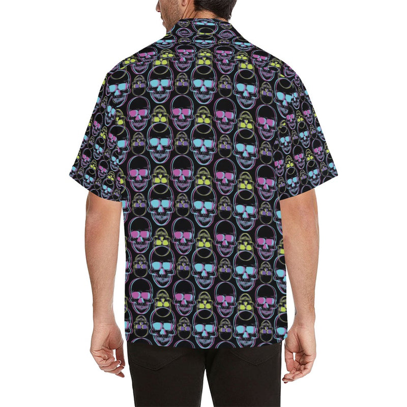 Skull 3D Colorful Print Design LKS309 Men's Hawaiian Shirt