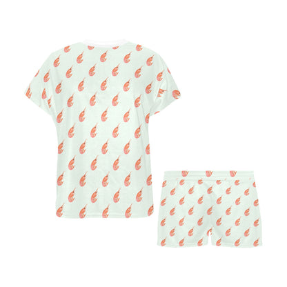 Shrimp Print Design LKS304 Women's Short Pajama Set