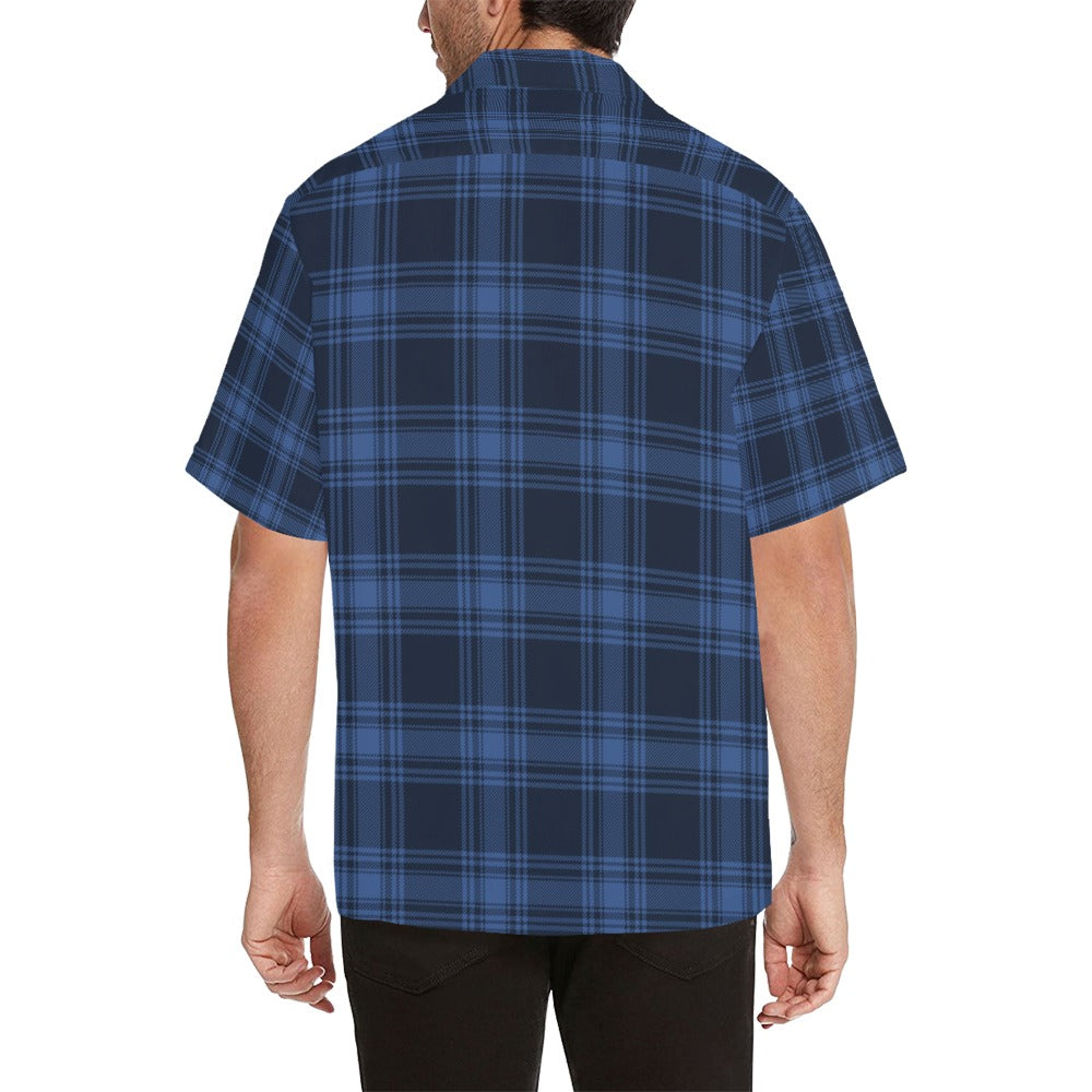 Tartan Blue Print Design LKS304 Men's Hawaiian Shirt