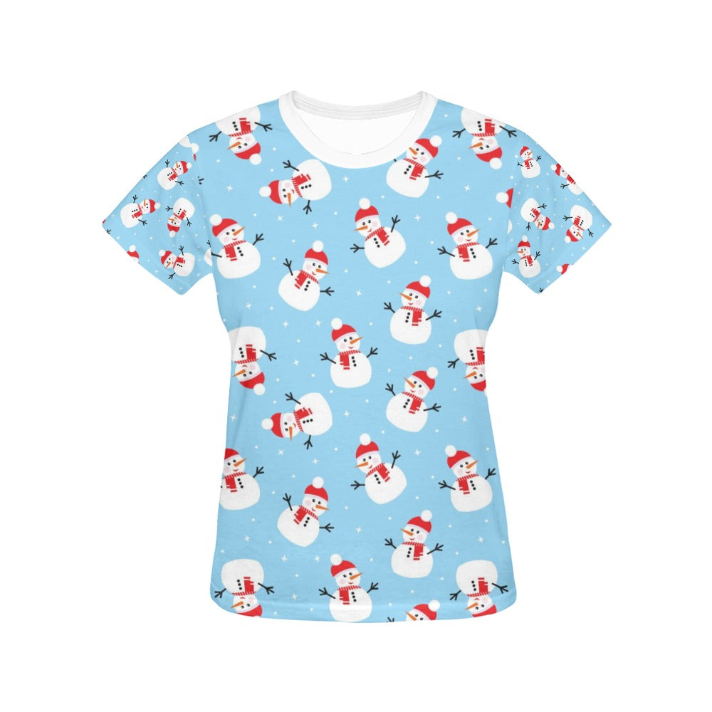 Snowman Print Design LKS305 Women's  T-shirt