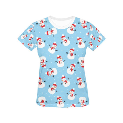 Snowman Print Design LKS305 Women's  T-shirt