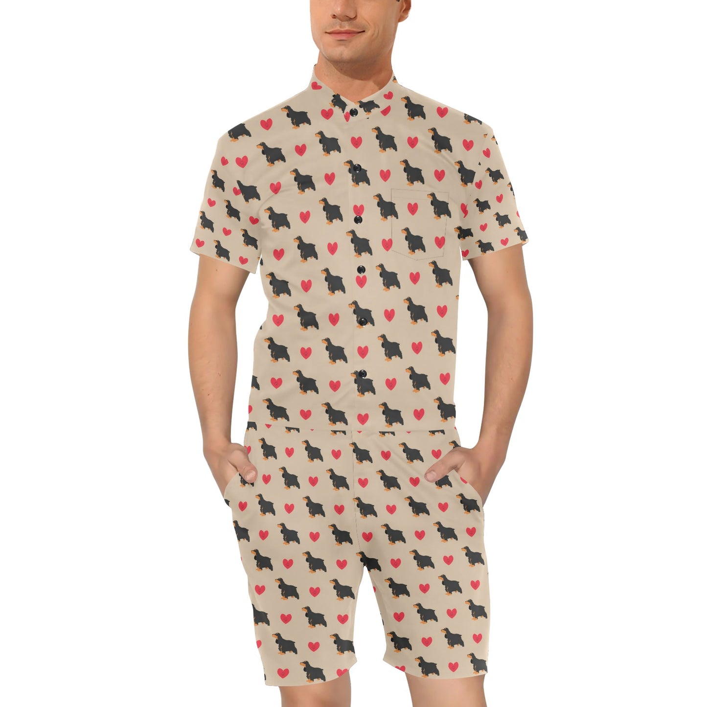 Cocker Pattern Print Design 02 Men's Romper