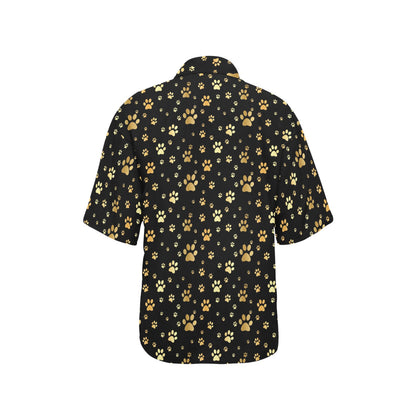 Paw Gold Print Women's Hawaiian Shirt