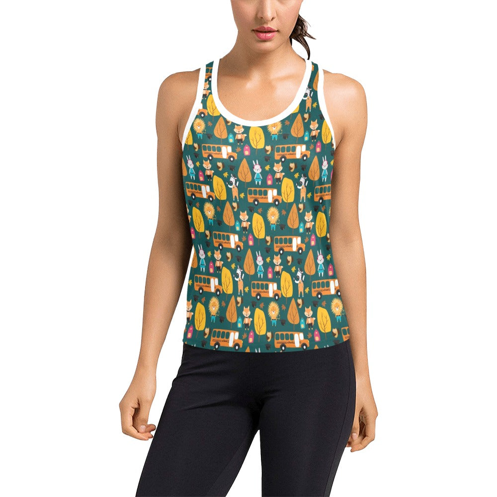 School Bus Print Design LKS309 Women's Racerback Tank Top