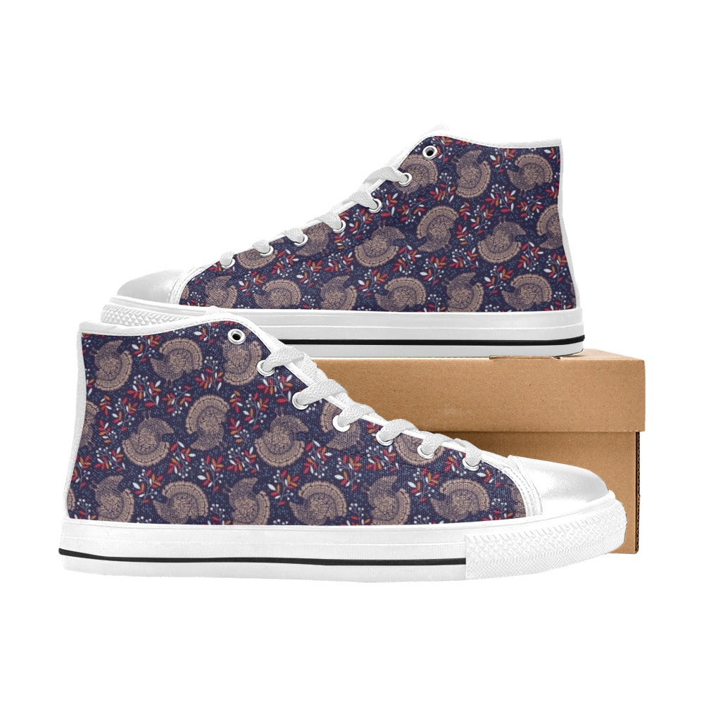 Turkey Print Design LKS401 High Top Women's White Shoes