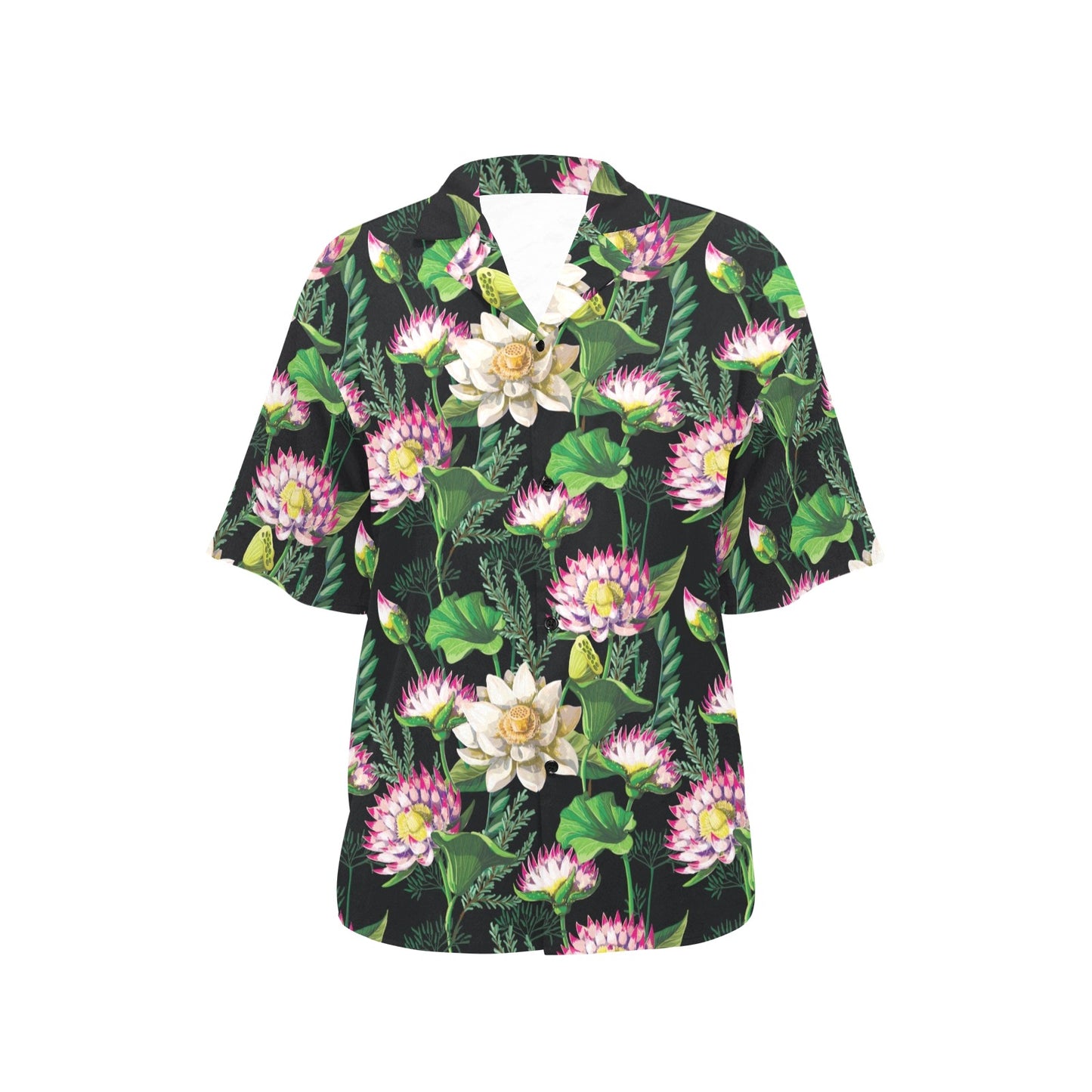 Water Lily Pattern Print Design WL010 Women's Hawaiian Shirt