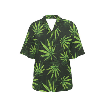 Pot Leaf Pattern Print Design A03 Women's Hawaiian Shirt