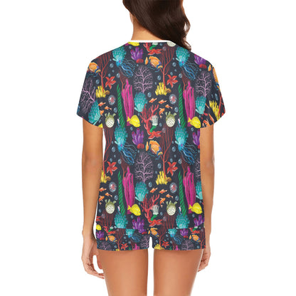 Underwater Cute Print Design LKS303 Women's Short Pajama Set