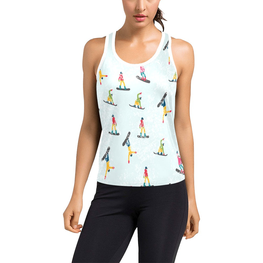 Snowboard Print Design LKS304 Women's Racerback Tank Top