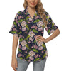 lotus Embroidered Pattern Print Design LO06 Women's Hawaiian Shirt