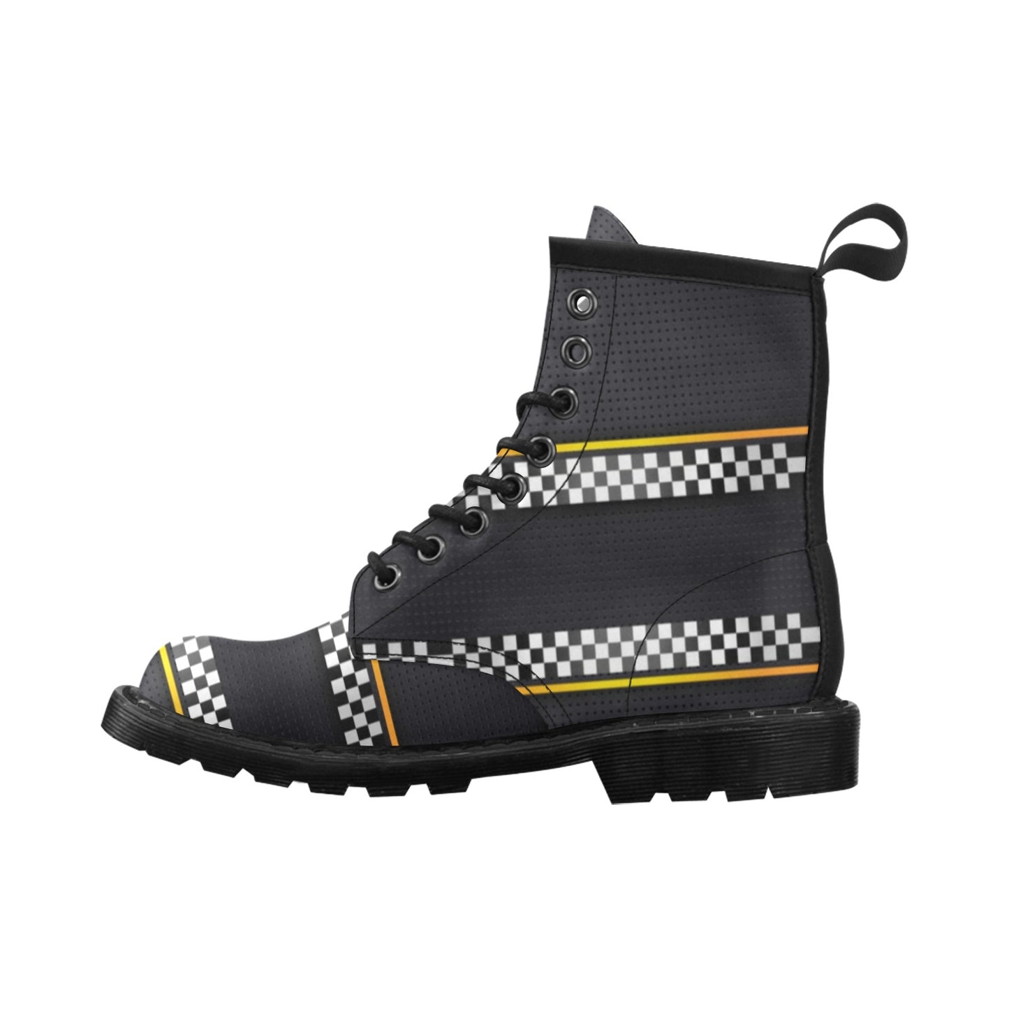 Checkered Flag Yellow Line Style Women's Boots