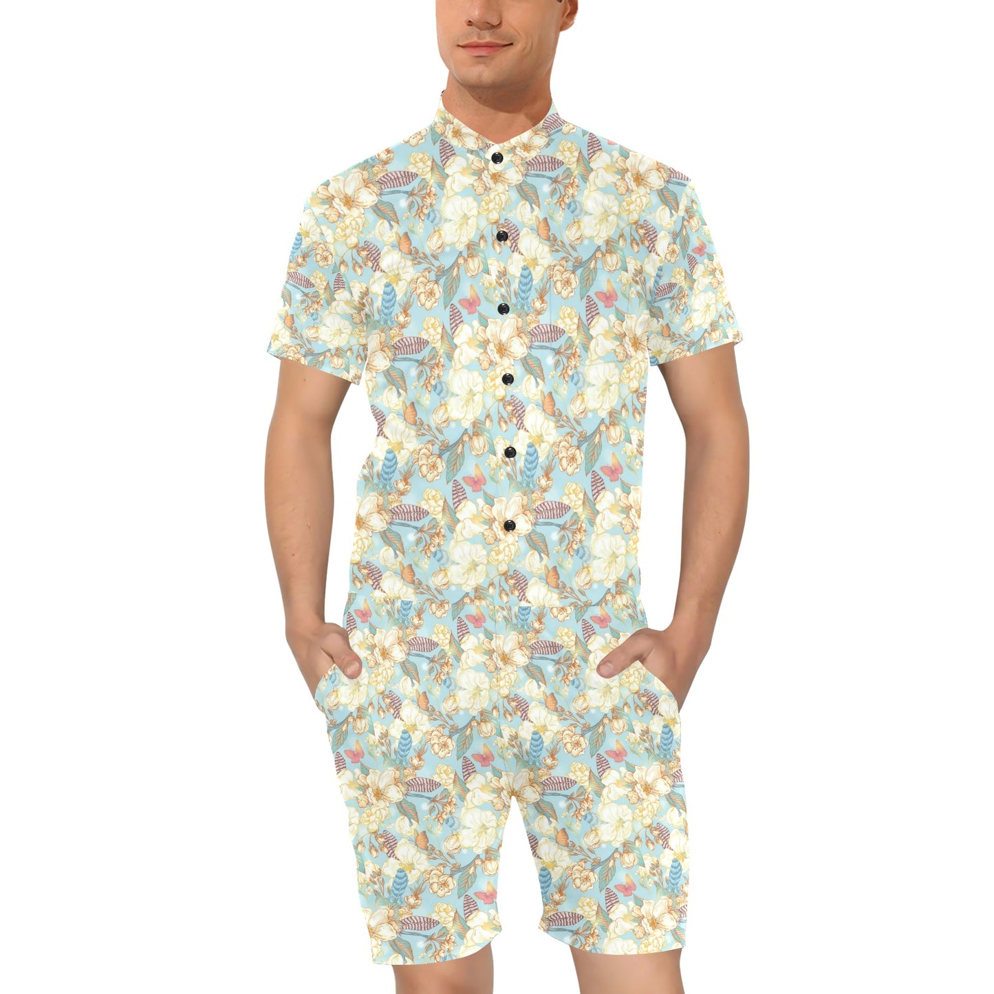 Summer Floral Print Design LKS302 Men's Romper