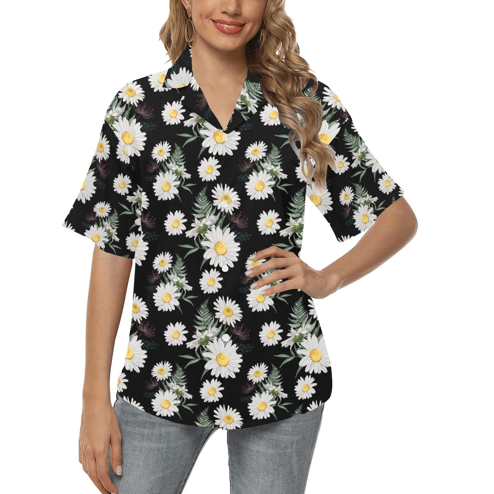 Daisy Pattern Print Design DS07 Women's Hawaiian Shirt