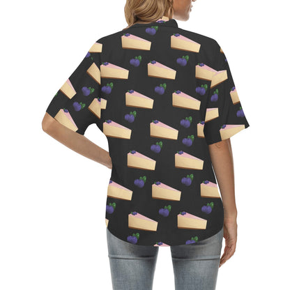 Cheesecake blueberry Pattern Print Design CK01 Women's Hawaiian Shirt