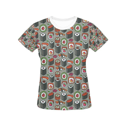 Sushi Print Design LKS301 Women's  T-shirt