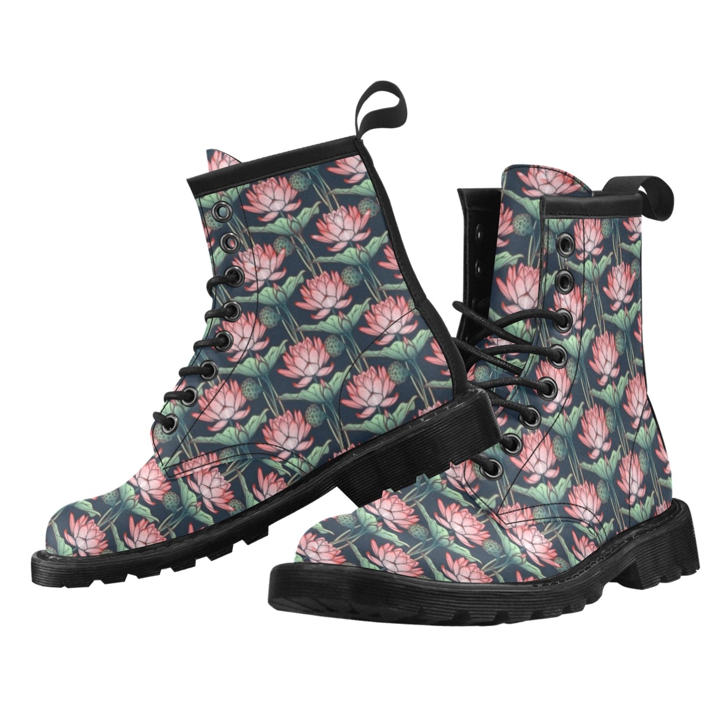Water Lily Pattern Print Design WL03 Women's Boots