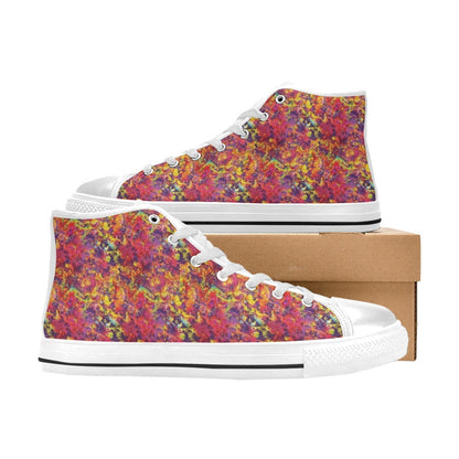 Splatter Print Design LKS303 High Top Women's White Shoes