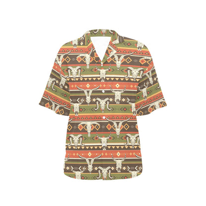 American indian Skull Animal Women's Hawaiian Shirt